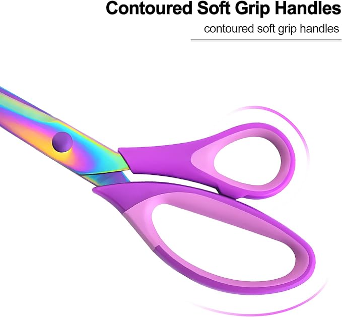 Craft Scissors Set of 3 Pack, All Purpose Sharp Titanium Blades Shears, Comfort Grip Handle, Multipurpose Fabric Scissors Tool Great for Adults, Office, Sewing, School and Home Supplies, Purple-DeskLoop Office