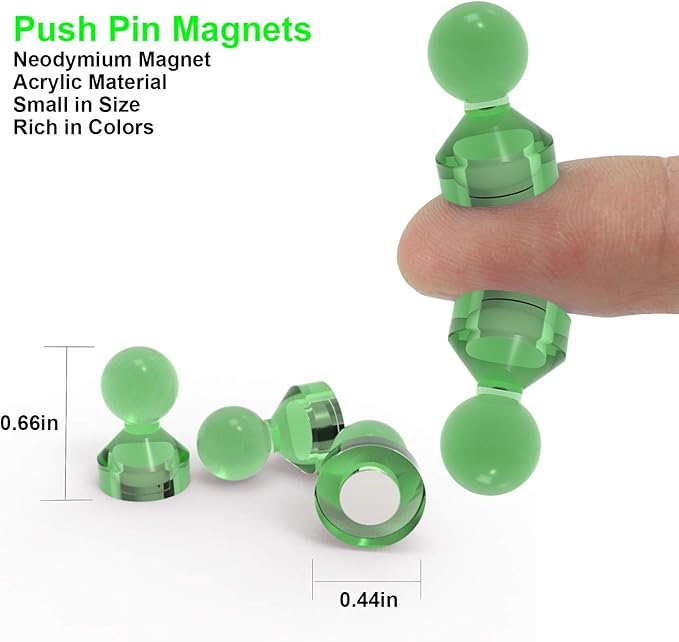 Ant Mag Magnetic Push Pins Strong Push Pin Magnets for Fridge Whiteboards Calendars Maps in School & Office Pack of 18 Green-DeskLoop Office
