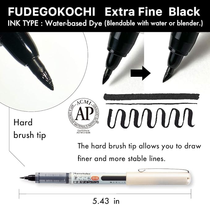 Kuretake Zig Inktober pen set, for Illustration, Manga Drawing, Lettering and Calligraphy, Professional Artist, Made in Japan (FUDEGOKOCHI(3pcs.))-DeskLoop Office