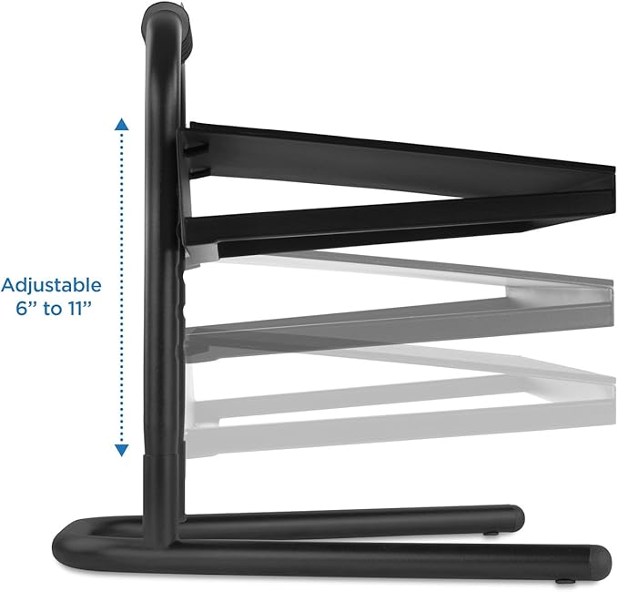 Mount-It! Height Adjustable Foot Rest for Standing and Sitting, Freestanding Under The Desk Footrest with Handle and Six Height Settings, Anti-Slip Padded Surface,Black-DeskLoop Office