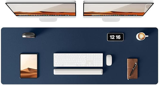 YSAGi Leather Desk Pad Protector, Office Desk Mat, Large Mouse Pad, Non-Slip PU Leather Desk Blotter, Laptop Desk Pad, Waterproof Desk Writing Pad for Office and Home (Dark Blue, 47" x 17")-DeskLoop Office