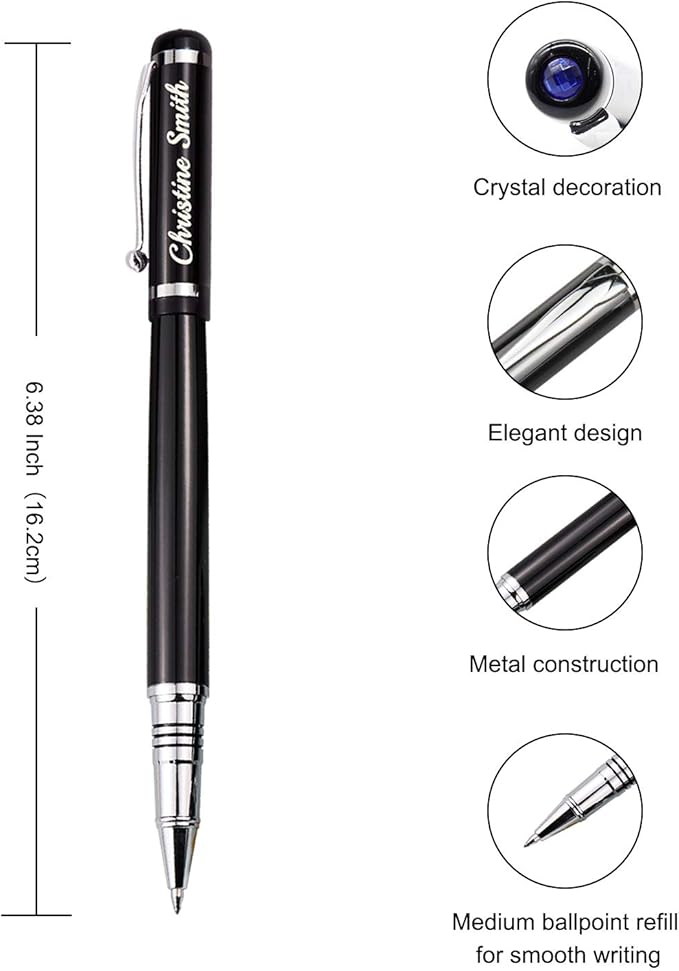 Amlion Personalized Pens Custom Engraved Pen with Name, Refillable Medium Refill, Personalized Gifts for Men Women-DeskLoop Office