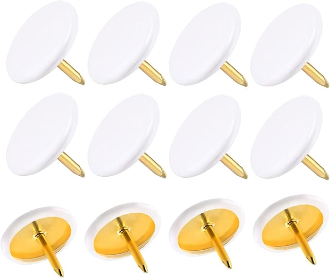 Piutouyar 300Pcs White Decorative Flat Push Pin, Plastic Roundness Head Thumbtack, Black Thumb Tacks for Wall, Map, Cork Board, 3/8 Inch-DeskLoop Office