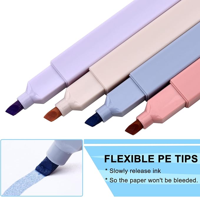 8 Colors Aesthetic Highlighters, 4mm Line Width, Assorted Colors With Soft Chisel Tip, No Bleed Bible, Great for School, Nice to Eyes, Pastel-DeskLoop Office