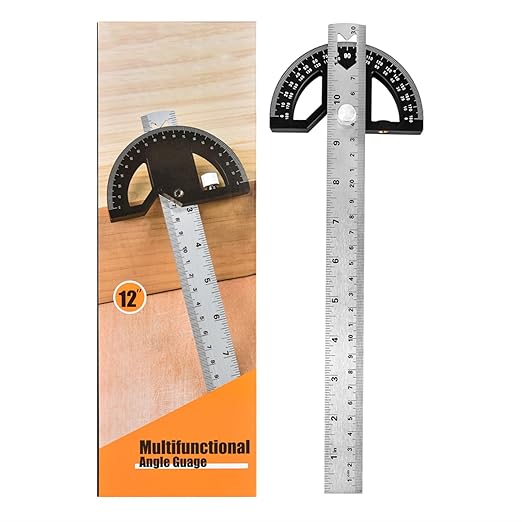 Protractors Angle Ruler Angle Finder Ruler Machinist Protractor Angle Measuring Tool 12-Inch Woodworking Ruler for Woodworking/Carpenter/Construction/Measurement/Hobbyists-DeskLoop Office