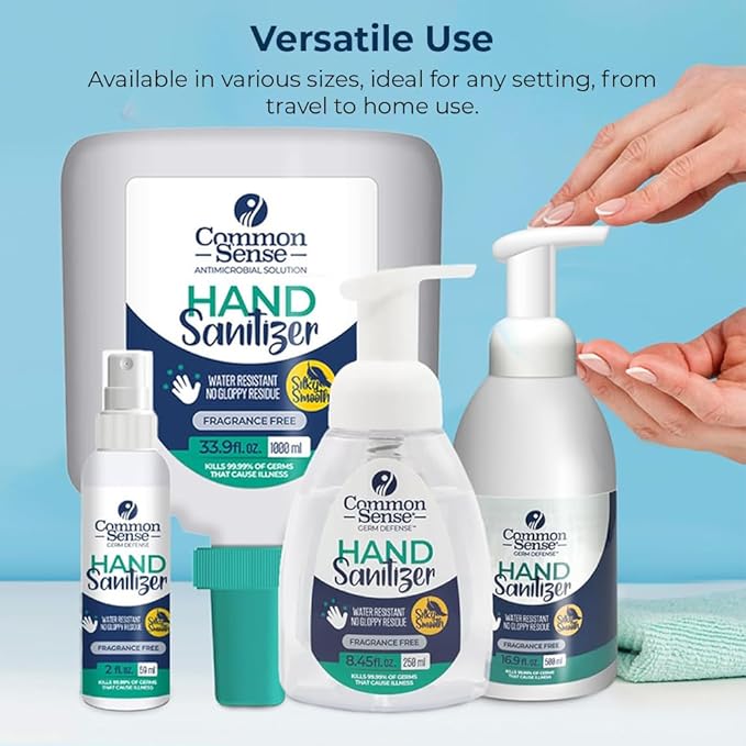 Common Sense Hand Sanitizer: Long Lasting Natural and Moisturizing, Quick Drying Foaming Formula, Mini Pump Bottle 16.9 Fl oz for Home & Office Use-DeskLoop Office