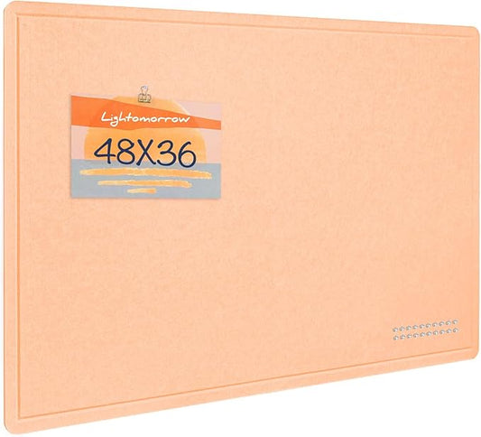 Large Bulletin Board - 48 x 36 Inches, Decorative Felt Pin Board for Wall - 4' x 3' Foldable Photo Display Board with Self-Adhesive Tape, Includes 20 Push Pins - Melon-DeskLoop Office