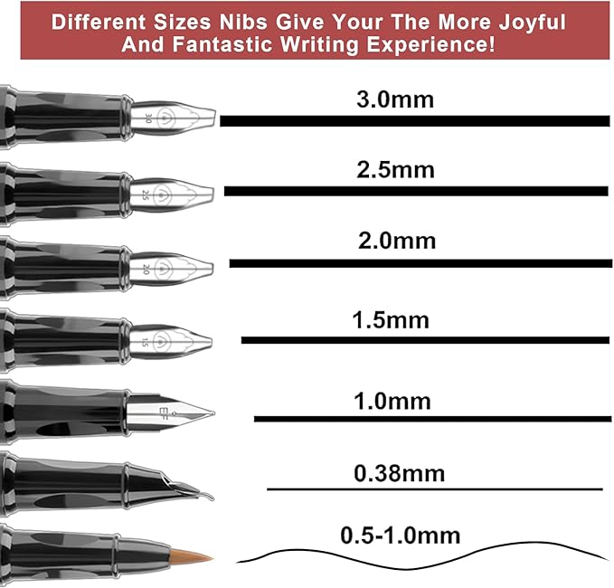Calligraphy Pen Set,Fountain Pens with 7 Different Replaceable Nibs with 60 Ink Cartridges(12 Colors),Calligraphy Set for Beginner Writing Drawing-DeskLoop Office