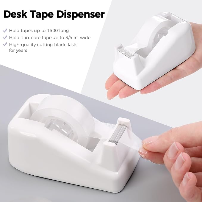 SKYDUE White Office Supplies Set, Desk Accessories, Tape Dispenser, - Image 8