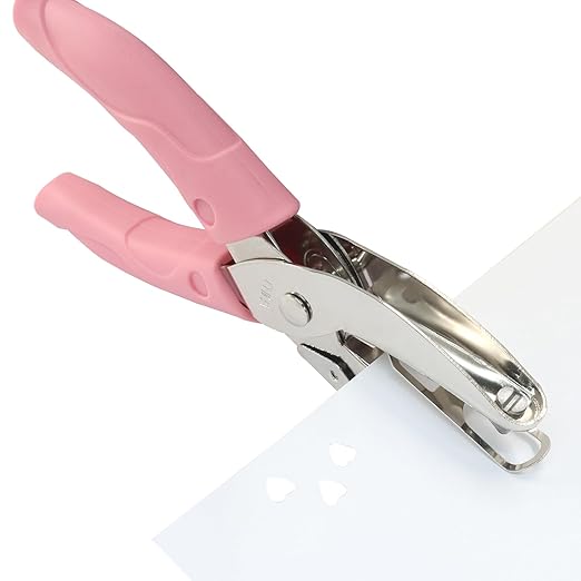 Handheld Hole Paper Punch, Heart Hole Punch, 1/4 Inch Metal Single Hole Puncher with Soft Grip Handle for DIY Craft, Scrapbooking, Tags, Paper Projects-DeskLoop Office