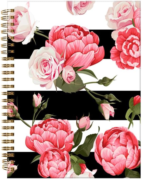 Spiral Journal Notebook,A5 Hardcover Lined Journals for Women Girl 6 x 8.3 in,120 Pages Thick Paper,Cute College Ruled Writing Notebook for Gifts Office Work School(Peony Rose)-DeskLoop Office