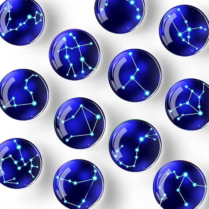 12Pcs Glass Strong Magnetic Refrigerator Magnet Fridge Sticker,Constellation Fridge Magnets Decoration for Crafts,Strong Fridge Magnets for Kitchen, School,Office Whiteboard, Cabinet and Dishwasher-DeskLoop Office