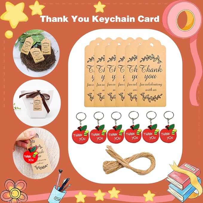 74 Set Student Gift Set 6 in 1 Multicoloured Ballpoint Pen Thank You Card Batch Keychain Inspirational Stickers Teacher Gifts for Classroom Birthday Party Supplies-DeskLoop Office