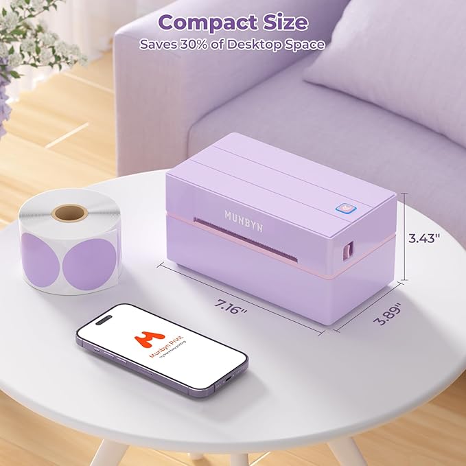 MUNBYN Bluetooth Thermal Label Printer, 130B Wireless 4x6 Shipping Label Printer for Shipping Packages Small Business Office or Home, Compatible with iPhone Android iPad Windows macOS Chrome Etsy eBay-DeskLoop Office