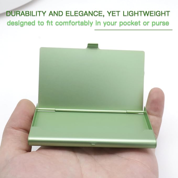 2-Pack Green Aluminum Business Card Holder Slim Flip Pocket Case | aluminum - Image 9