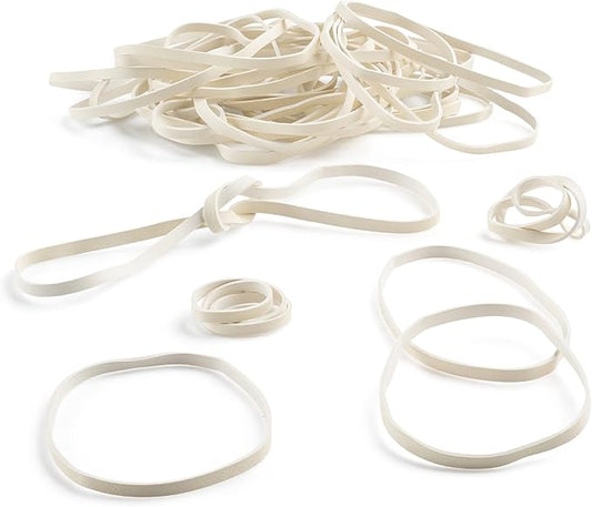 PlasticMill White Rubber Bands Size 33 (3 1/2" x 1/8") - #33 Rubber Bands Office Supplies - Strong, Elastic Bands for Crafts, Balloon Garland, Cash, File Folders (500-Pack)-DeskLoop Office