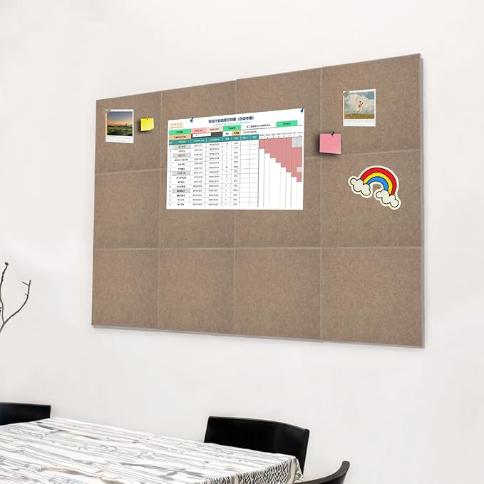 Large Cork Board for Office 48 x 36 in, Brown Bulletin Board, 12 Pack Felt Wall Tiles with Pushpins, Cork Boards for Wall Pin Board Tack Board Cork Boards-DeskLoop Office