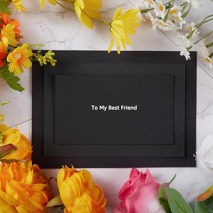 50 Sheets Blank Cardstock Paper 250 GSM Thick Heavy Cards Stock for DIY Art Projects, Card Making, Postcards, Greeting Cards, Birthday Party, Wedding Invitation (Black, 3x5 inches)-DeskLoop Office