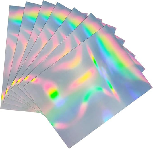 Printable Holographic Silver Sticker Paper, Laser & Inkjet Printable 8.5 x 11 Inches Dries Quickly Stickers Rainbow Vinyl Label 22 pcs-DeskLoop Office