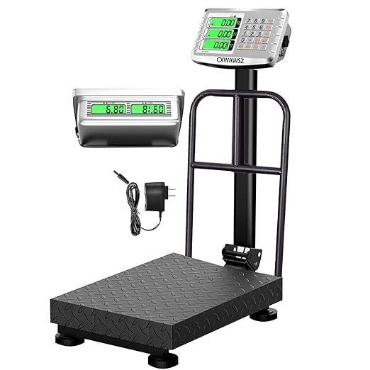 660LBS Industrial Platform Scale Weight Computing Digital Scale Floor Platform Scale with Removable Guardrail Perfect for Postal Luggage Shipping Mailing Weighing LB/KG-DeskLoop Office