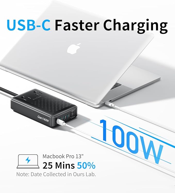 Charging Station 140W USB C Charger Block, Upgraded GaN III 8-in-1 Fast Charging Station Hub,PD 100W Laptop Charger Adapter Compatible with Compatible with MacBook Air/Pro,iPhone16/15,Galaxy S24 etc-DeskLoop Office