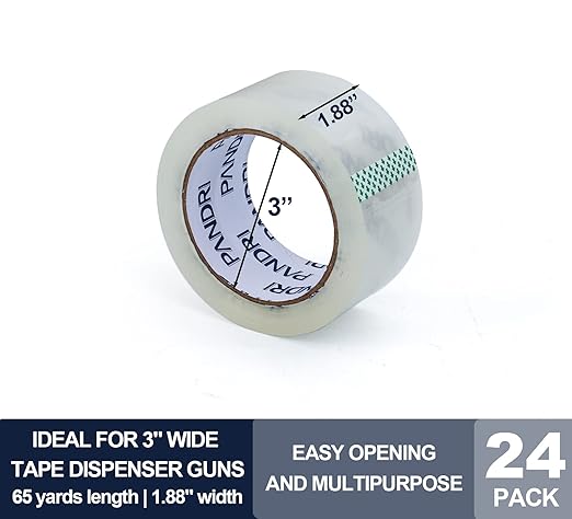 PANDRI Clear Packing Tape, 24 Rolls Heavy Duty Packaging Tape for Shipping Packaging Moving Sealing, 1.88 inches Wide, 65 Yards Per Roll, Total 1560 Yards-DeskLoop Office