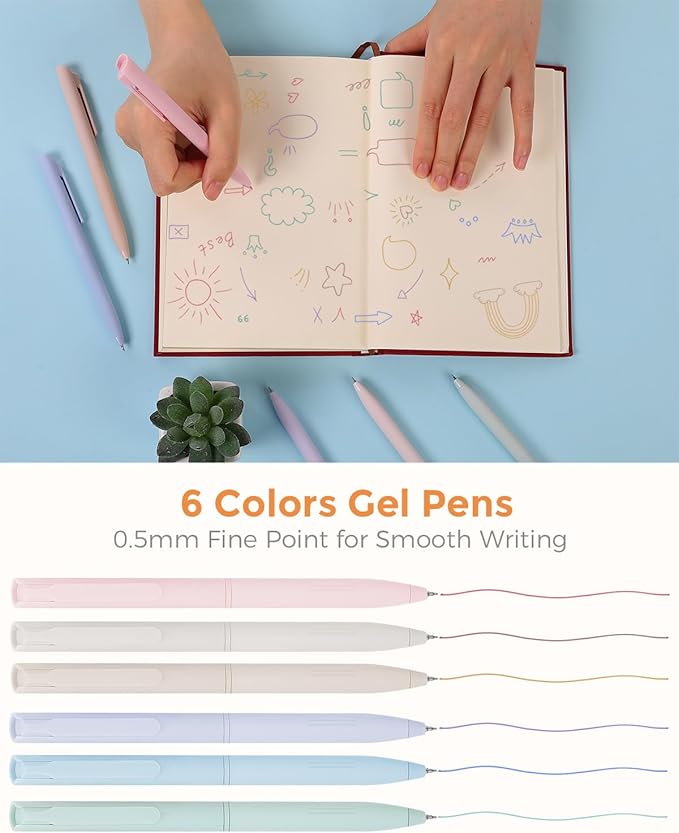 SKYDUE Cute School Supplies 44 PCS, Aesthetic Pencil Case with 12 Pastel Highlighters, 5 Black Gel Pens, 6 Color Gel Pens & Mechanical Pencils, College Essentials Students Stationary Set Purple-DeskLoop Office