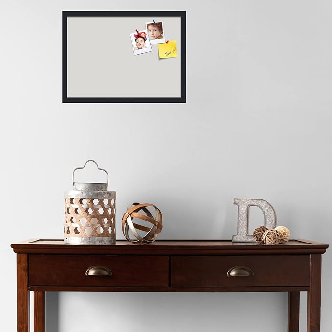 PinPix 21x15 Inch Cork Bulletin Board. This Decorative Framed Pin Board Comes with Light Stone Design and a Satin Black Frame. Ideal for Home Office Decor or Message Board (PinPix-1809)-DeskLoop Office