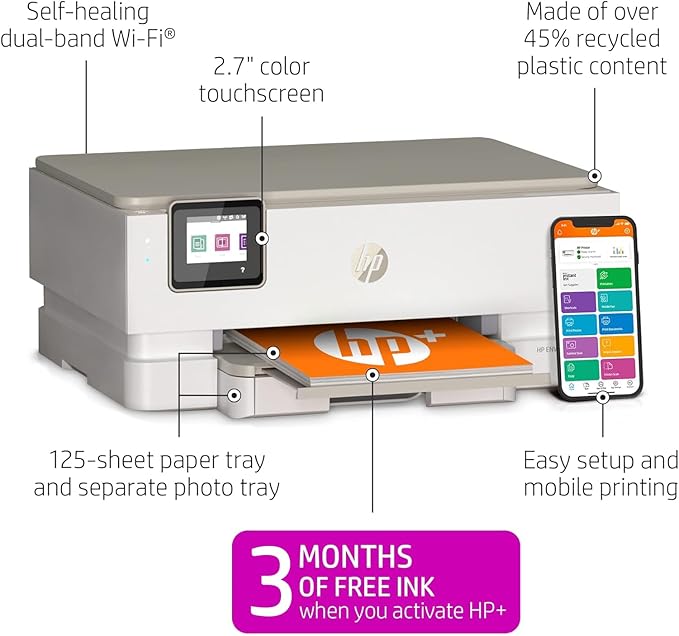 HP ENVY Inspire 7255e Wireless Color Thermal Inkjet Printer, Print, scan, copy, Easy setup,Mobile printing, Best-for-home, 3 month Instant Ink trial included-DeskLoop Office