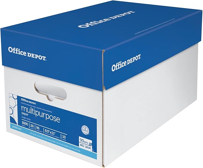 Office Depot Extra Bright Copy Paper, 8 1/2in. x 11in., 20 Lb., 90 Brightness, Case Of 10 Reams-DeskLoop Office