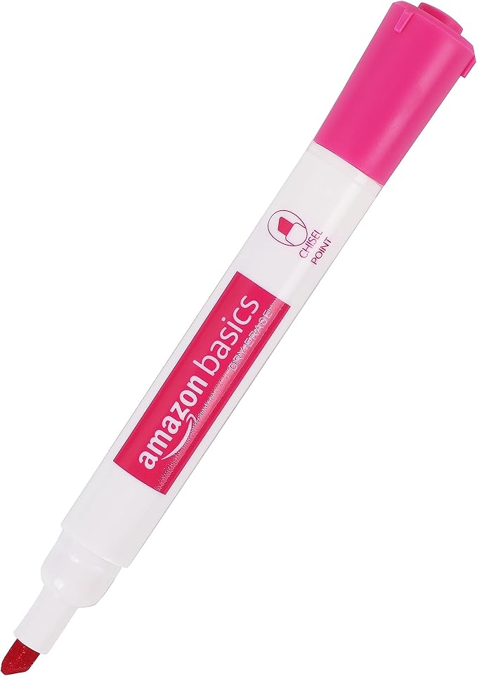 Amazon Basics Dry Erase Markers For Whiteboards, Chisel Tip, Low-Odor, Assorted Colors, Pack of 12-DeskLoop Office