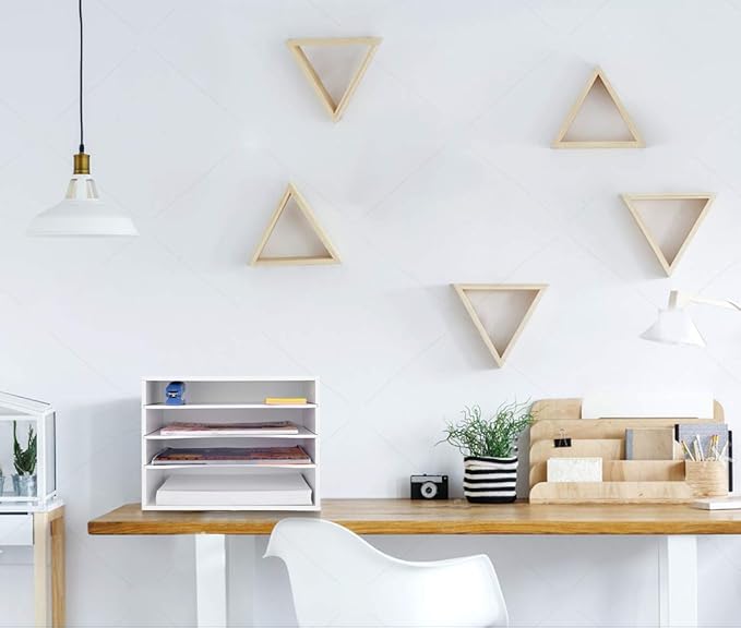 Paper Organzier Wood Desktop Organizer Storage Letter Tray File Sorter with Adjustable Shelves for Home Office-DeskLoop Office