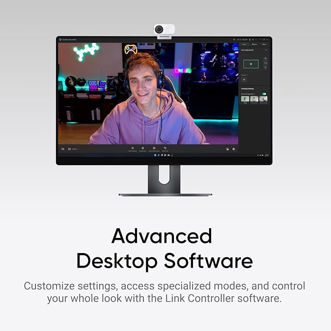 Insta360 Link 2C Tripod Bundle - 4K Webcam for PC/Mac, 1/2" Sensor, Auto Framing, HDR, AI Noise-Canceling Mic, Gesture Control for Streaming, Video Calls, Gaming, Works with Zoom, Teams, Twitch & More-DeskLoop Office