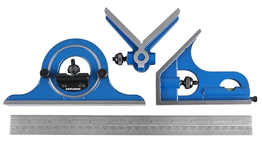 Accusize Industrial Tools Combination Square Set, 12''/300mm, 4 Pcs/Set, 0000-8108-DeskLoop Office