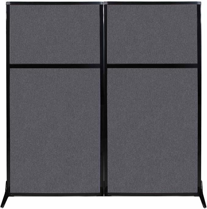 Versare Office Workstation Screen | Portable Wall Divider | Modern Cubicle | Freestanding Privacy Screen | Flexible Work Space | 2 Panels | 66" Wide x 70" Tall Dark Gray SoundSorb Panels-DeskLoop Office