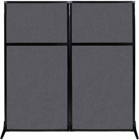 Versare Office Workstation Screen | Portable Wall Divider | Modern Cubicle | Freestanding Privacy Screen | Flexible Work Space | 2 Panels | 66" Wide x 70" Tall Dark Gray SoundSorb Panels-DeskLoop Office