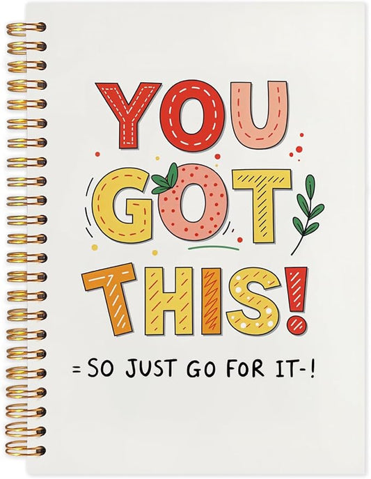 SNNDER You Got This Spiral Notebooks, Inspirational Journaling Notebook for Women Men, Motivational Journals for Writing, Beige Notebook for Note Taking, Employee Gifts Notebopoks, 5.5x8.3 Inch-DeskLoop Office