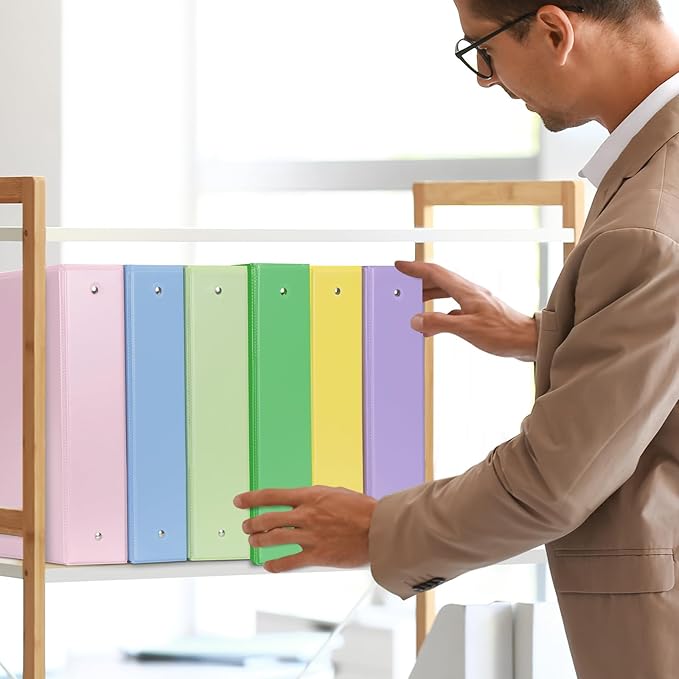 COMIX Standard 3 Ring Binder 2 inch with Clear View Cover, 2" Round Ring View Binder Holds 400 Sheets of US Letter Size Paper, 6 Pack (Pink)-DeskLoop Office