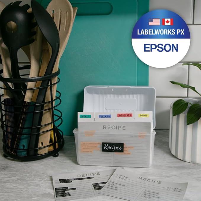 Epson LABELWORKS 218BMRPX Genuine PET (Polyester) Tape Cartridge - Black on Matte Red Designer Craft Label Maker Tape - 3/4" (18MM) Wide, 26'-DeskLoop Office