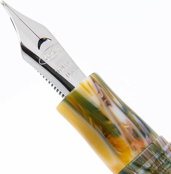 Conklin 1898 Fountain Pen, Misto Green - 14KT Gold Fine Nib | Luxury Writing Instrument with Unique Resin Blend | 14KT Gold Nib Made in Germany | Ideal for Pen Enthusiasts-DeskLoop Office