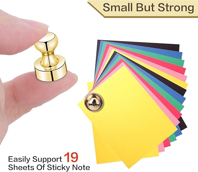 LOVIMAG Refrigerator Magnets, Fridge Magnets, Strong Whiteboard Magnets, Gold 50 Pcs Magnetic Push Pins, Strong Metal Magnets for Fridge, Whiteboard, Office, Classroom, Map, Kitchen-DeskLoop Office