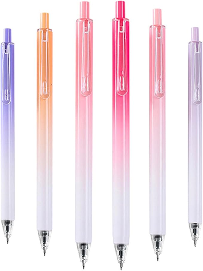 HeTaoCat Retractable Gel Pens, 0.5mm Fine Point, Quick Drying, Writing Drawing, Black ink gel pens, Box of 6 Pens (Black)-DeskLoop Office