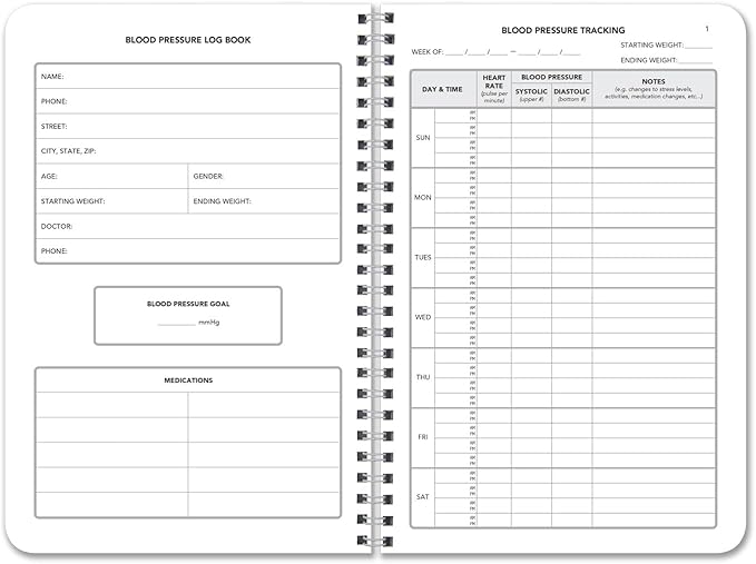 BookFactory Blood Pressure Log Book - Medical Tracking Notebook, 104 Pages (6x9 inches) LOG-104-69CW-PP-DeskLoop Office