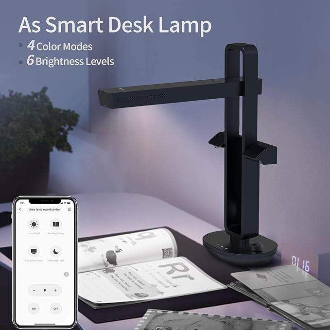 CZUR Aura Pro Book & Document Scanner,Capture A3 & A4, Auto-Flatten & Deskew Powered by AI Technology, Foldable & Portable, Compatible with Windows & Mac OS-DeskLoop Office