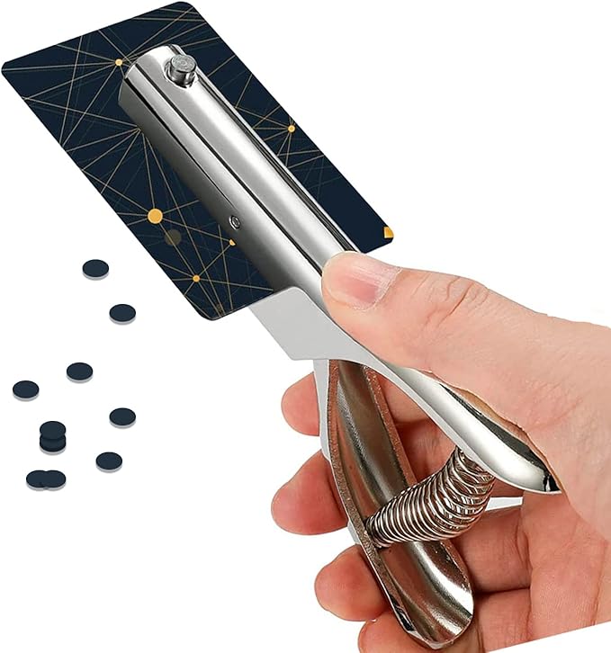 Single Hole Punch 2 Inch Reach Deep Throat Heavy Duty Tab Zinc Alloy Silver Long 1/4 Inch Hand Held Leather Punch for Scrapbook Paper ID Card PVC Badge Photos-DeskLoop Office