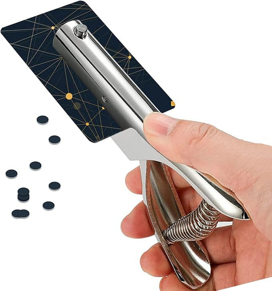 Single Hole Punch 2 Inch Reach Deep Throat Heavy Duty Tab Zinc Alloy Silver Long 1/4 Inch Hand Held Leather Punch for Scrapbook Paper ID Card PVC Badge Photos-DeskLoop Office