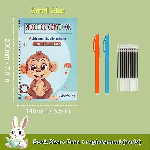 Magic Grooved Practice Copybook 5 Pack with Pens, Groove Reusable Magical Handwriting Workbooks, Tracing Letters Numbers, Math, Kindergarten Sight Words for Kids Ages 3-8 for Preschool(5books+Pens)