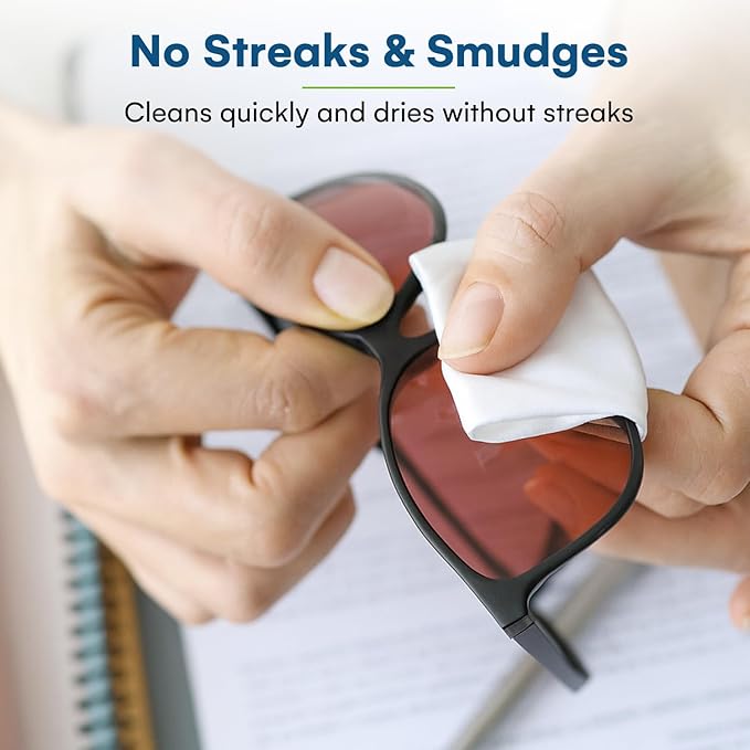 Care Touch Lens Wipes for Eyeglasses- 100 Count Individually Wrapped Pre- Moistened Wipes, 5 x 6 Inch- Camera Lens, Sunglasses and Glasses Cleaner,- Gentle and Portable for Cleaning of Optical Devices-DeskLoop Office