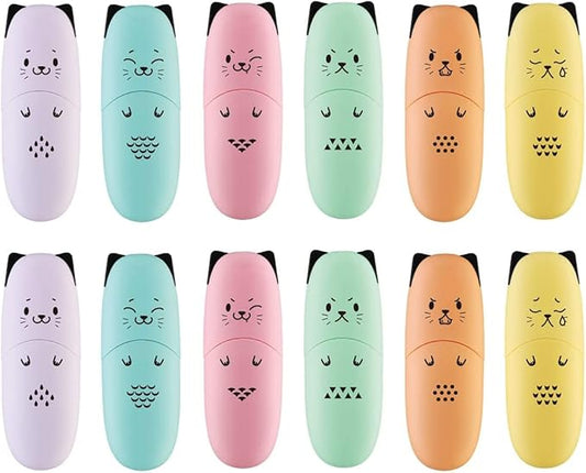 2 Packs Cute Animal Design Mini Highlighter Pen Assorted Colors Chisel Tip Gift Pastel Color Highlighter Marker…-DeskLoop Office