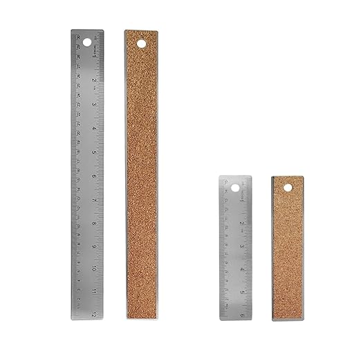 6-Inch and 12-Inch Stainless Steel Metal Ruler with Non-Slip Cork Backing - 2 Pack-DeskLoop Office